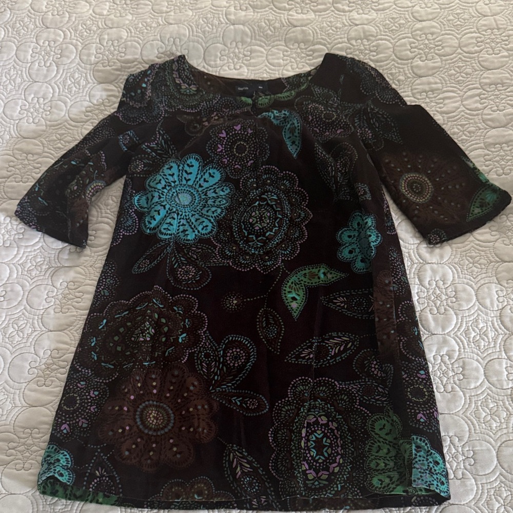 GAP Kids Dress with Teal and Brown Floral Design